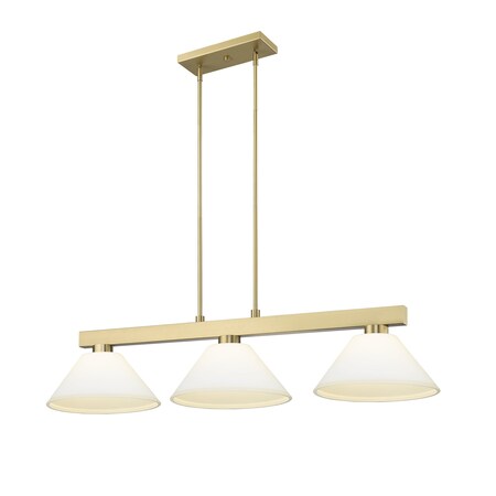 Z-Lite Cobalt Billiard, 3-Light, 14.25 In.W x 49.5 In.L x 10.5 In.H, Modern Gold/Matte Opal 152MGLD-AMO13